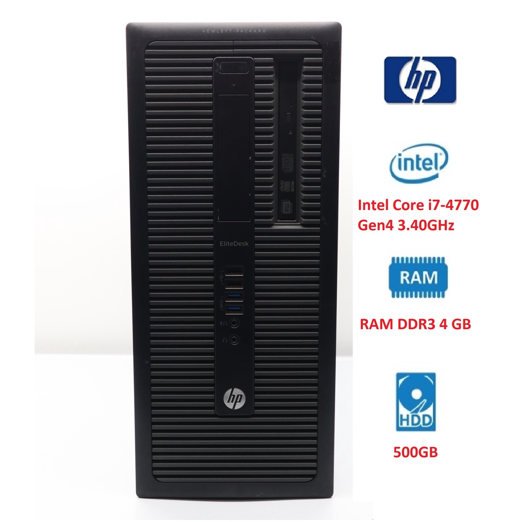 HP EliteDesk 800 G1 Tower PC -Intel Core i7-4770 Gen4 3.40GHz -RAM 4GB -HDD 500GB -DVD-RW (ออกใบกำกับภาษีได้)