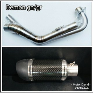 คอท่อ Demon 150 GN/GR สแตนเลส พร้อม ปลายท่อ Leovince คาร์บอน ยาว 10 นิ้ว งานดี เสียงแน่น