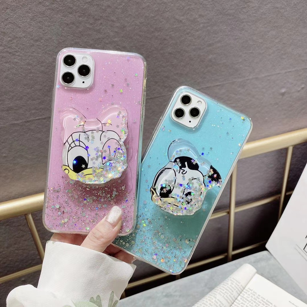 Vivo S1 V20 Y50 Y30 Y30i Y20 Y20i Y20S V19 Y19 Y85 V9 V11 V15 Pro V11i Y91C Y67 Y66 V5 Plus Lite Cartoon Mickey Minnie Quicksand Stand Glitter Soft TPU Phone Case #8