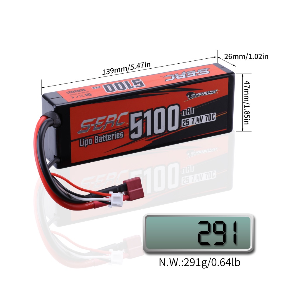 Local Stock 2S Lipo Battery 5100mAh 7.4V 70C 100C Deans T Plug Hard
