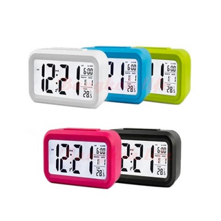 {Big Sale}Bangkok life นาฬิกาปลุกตั้งโต๊ะเรืองแสง สีขาว LCD Clock NO.1019