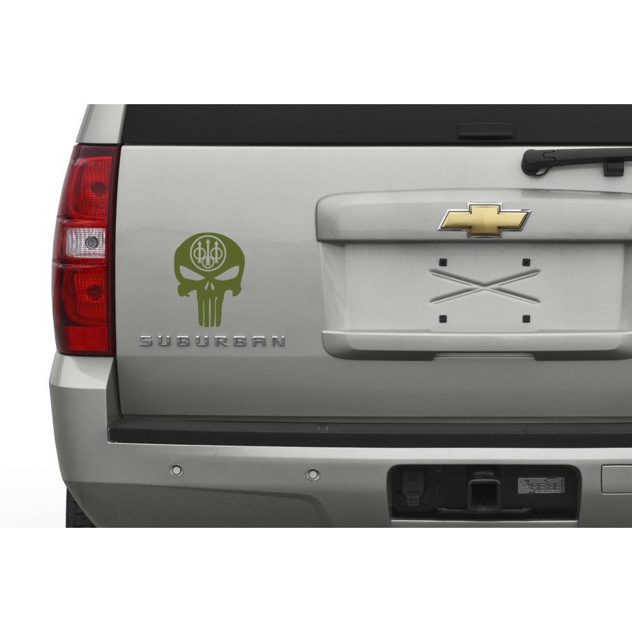 Beretta Punisher Skull Decal / สติ๊กเกอร์ติดหน้าต่างสูง NRA 2nd M9 PX4 92