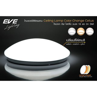 โคมไฟเพดาน led ceiling CETAS 24w Eve (3แสงใน1โคม(3in1)โดยกดสวิตช์3ครั้ง