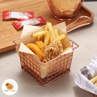 -Home P Shop- ตะกร้าใส่ของทอดทรงสี่เหลี่ยม ใส่เฟรนฟราย ขนมขบเคี้ยว ไก่ทอด สไตล์มินิมอล พร้อมส่งจำนวนมาก!ว