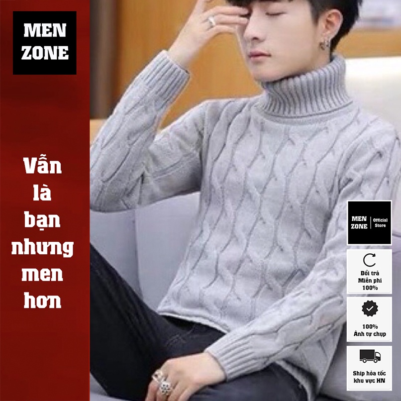 เสื้อสเวตเตอร์ V สําหรับผู้ชายMENZONE เสื้อคอเต่า เสื้อไหมพรมคอสูงผู้ชาย [LVT]