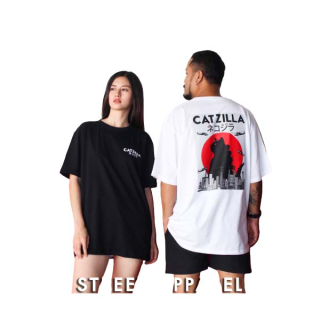 เสื้อยืดแขนสั้น   เสื้อสกรีน ลาย Catzilla - Street apparel เสื้อคอกลม เสื้อคู่ ผ้านำเข้าUSA🇺🇸 แท้100% ✨พร้อม