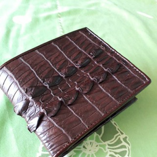 กระเป๋าจระเข้แท้สีน้ำตาล แบบใส่บัตร crocodile wallet for card slot