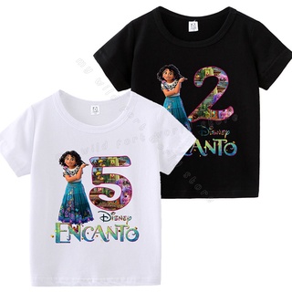 เสื้อยืดผ้าฝ้ายพิมพ์ลายDisney Encanto Family Shirt Set Birthday Marvel Theme In White Shirts White Tshirt for Men and Wo