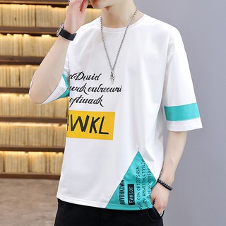 ✑แขนสั้นฤดูใบไม้ผลิใหม่ t-shirt men s 2021 trend half-sleeve ins Korean Loose Casual Fashion top