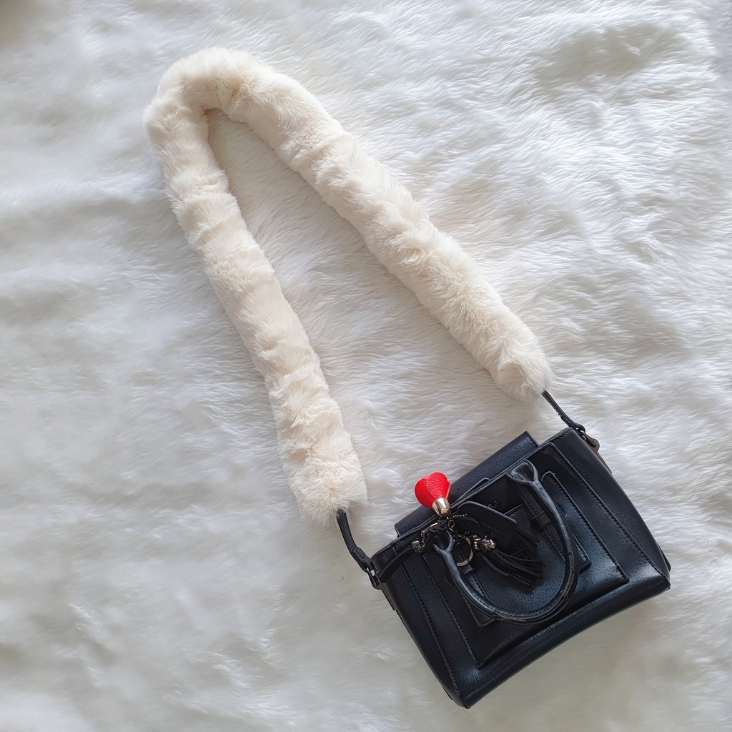 สายหุ้มหูกระเป๋าขนเฟอร์ [[ รุ่นซิป ]] Handle Fur Strap  หูจับขนเฟอร์ หุ้มหูกระเป๋า สายขนเฟอร์