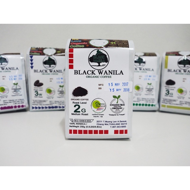 กาแฟออร์แกนิคคั่วกลางแบบบด อาราบิก้า 100%, 250g Thai Organic Medium Roast Ground Coffee (Arabica 100%) 250G