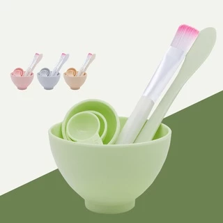 4 In1 Beauty Skin Care พร้อมแปรงผสมไม้พาย ช้อนตวง ชามผสม แปรงแต่งหน้า 6 ชิ้น / ชุด