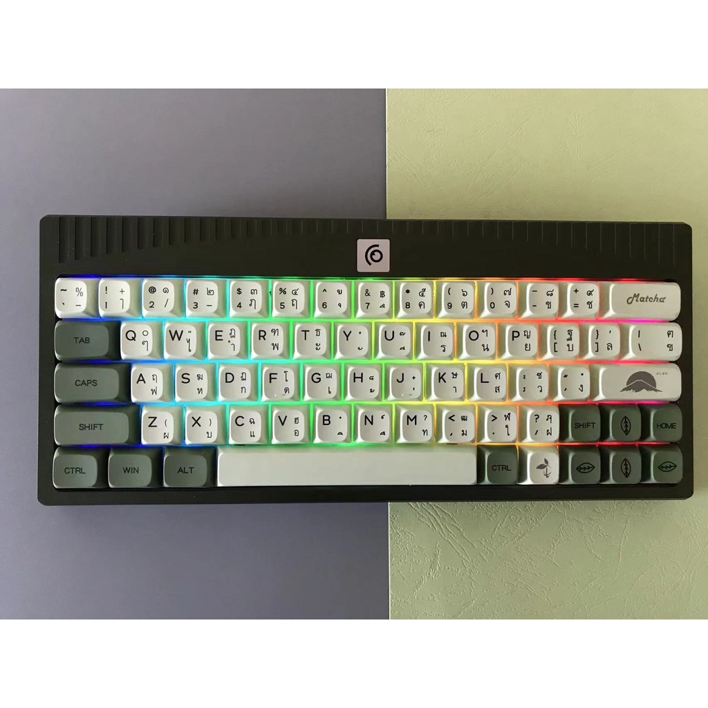 คีย์แคป Mint Matcha คีย์ไทย ภาษาไทย Customized Keycaps 124 ปุ่ม XDA Profile Japanese Dye sublimation