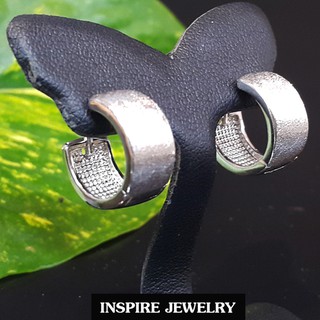 INSPIRE JEWELRY ต่างหูห่วงขาล็อค หน้าซาติน หน้ากว้าง 0.8cm รอบวงใน 1.5x1.5cm แฟชั้นอินเทรนชั้นนำ