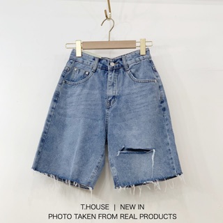 DENIM SHORTS กางเกงยีนส์เอวสูง ทรงขาใหญ่ เป็นขา3ส่วน