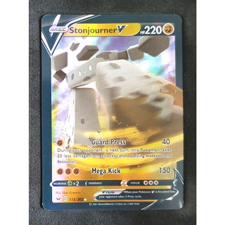 Stonjourner V Card อิชิเฮนจิน 115/202 Pokemon Card Gold Flash Light (Glossy) ภาษาอังกฤษ