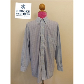 Brooks Brothers Brand_2nd hand เสื้อเชิ้ตแขนยาวผ้าฝ้าย​ 100%/ Size L / made in Malaysia / แท้มือสองกระสอบนำเข้า​