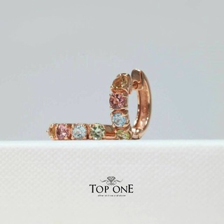 Top1jewelry ต่างหู พลอยทัวมาลีน บลูโทพาส ซิทรีน  เงินแท้