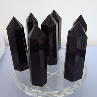 1pc New Natural Obsidian Black Quartz Crystal Stone Point Healing Hexagonal Wand ✨litastefulvedo