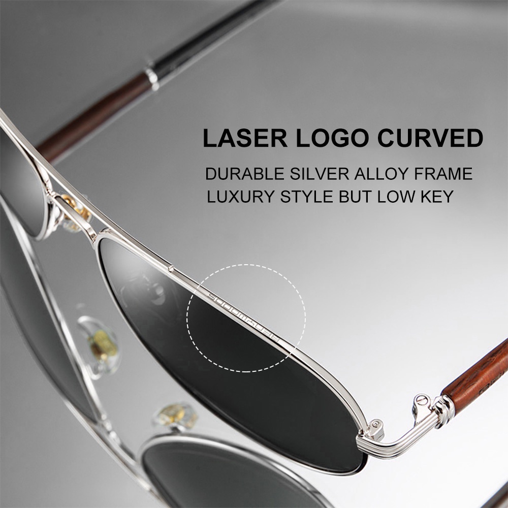 Newcaponi Pilot Sunglasses Polarized Uv400 High Quality Wooden Frame