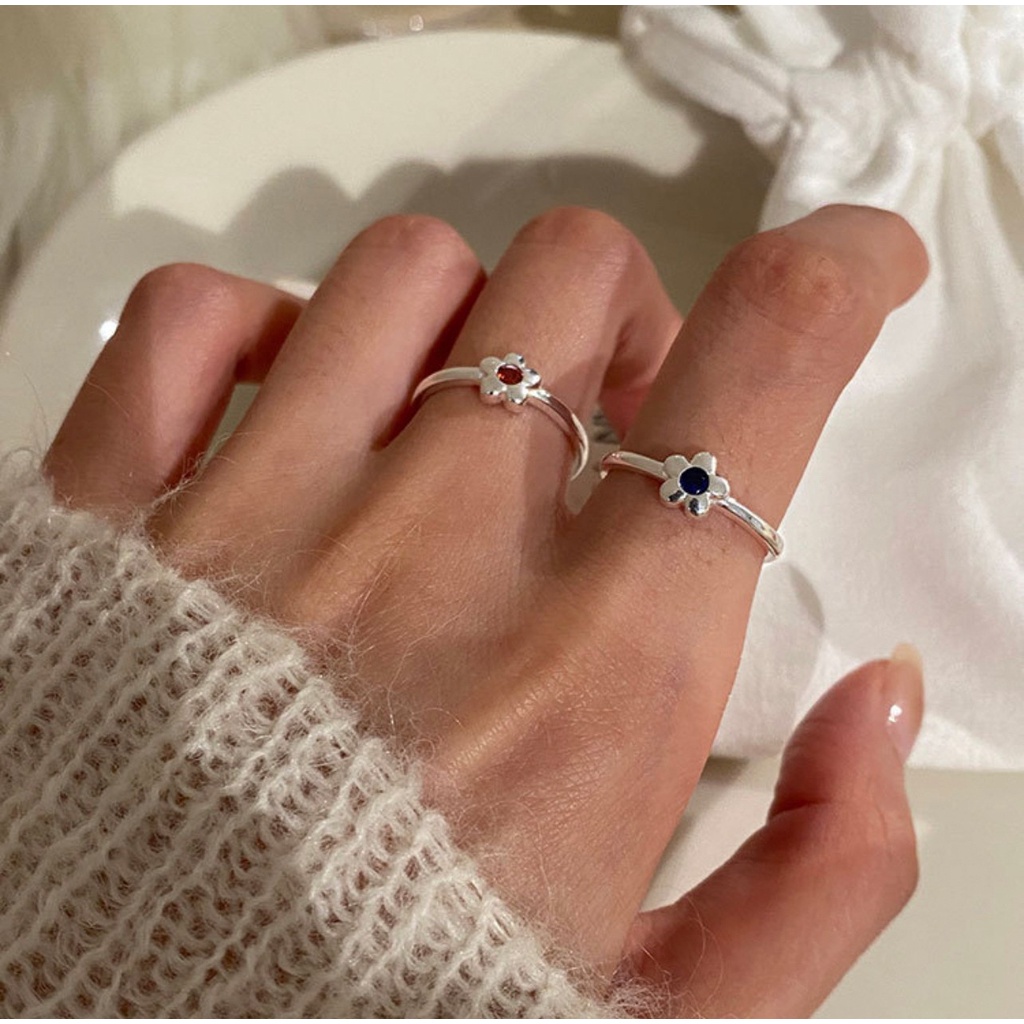 earika.earrings - flora ring แหวนเงินแท้จี้ดอกไม้ประดับเพชร (มีให้เลือก 3 สี) ฟรีไซส์ปรับขนาดได้ - รูปที่ 6