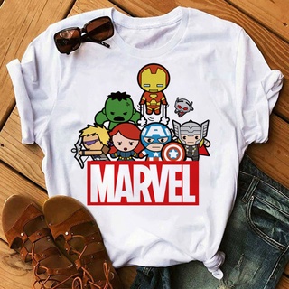 เสื้อยืด พิมพ์ลายกราฟฟิค Super Hero Marvel Avengers Kawaii Disney สไตล์ฮาราจูกุ สําหรับผู้ชาย และผู้หญิง