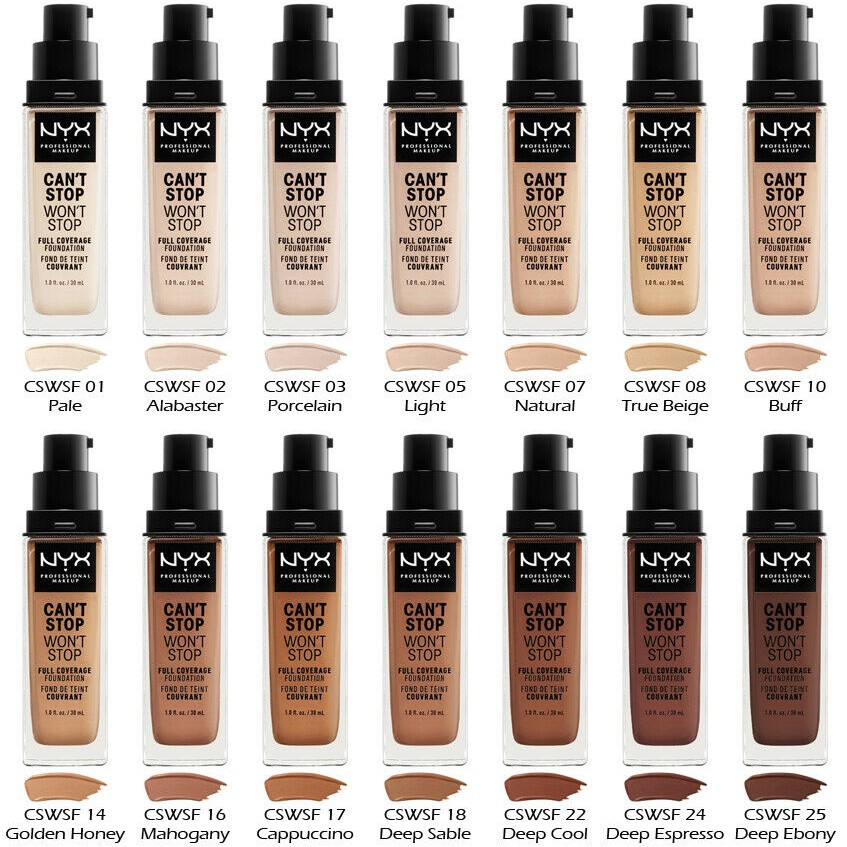 ลดล้าง stock NYX Can't Stop Won't Stop Full Coverage Foundation รองพื้น คุมมัน ติดทนนาน 24 ชั่วโมง