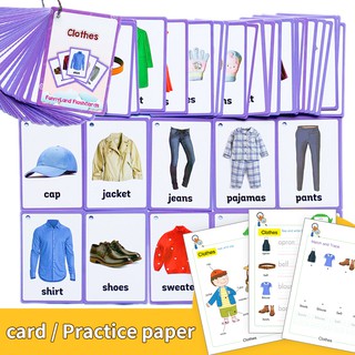Clothes English Cognitive Flash Card Gifts Practice Paper Exercise Coloring Books Educational Toys