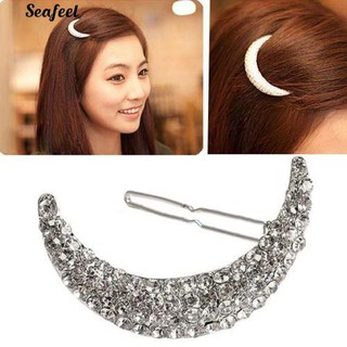 Rhinestone Moon คลิปหนีบกระดาษบางคลิป Headdress Hairpin Clamps Headwear