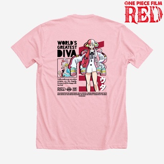 ✔☞▷เสื้อยืดลําลอง แขนสั้น พิมพ์ลายกราฟฟิคอนิเมะ ONE PIECE RED Uta World Greatest Diva ทรงหลวม พลัสไซซ์