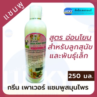 GREEN POWER SHAMPOO กรีน เพาว์เวอร์ แชมพู แชมพูสมุนไพรสูตรลูกสุนัข อ่อนโยน ไม่แพ้ บำรุงผิวสุนัข 250 มล.