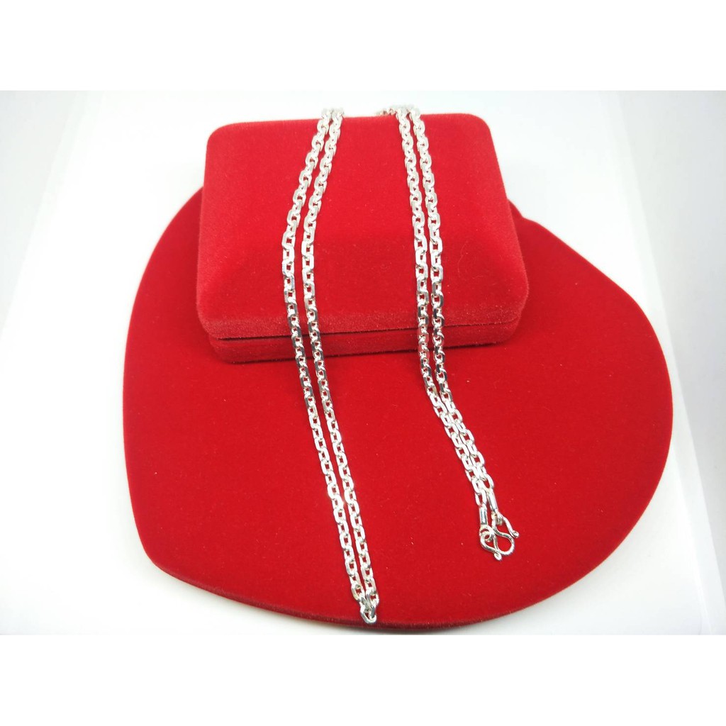 PSN006 สร้อยคอเงิน ลายโซ่แบน ชุบเศษเงินแท้925 ยาว60cm สินค้าพร้อมส่ง