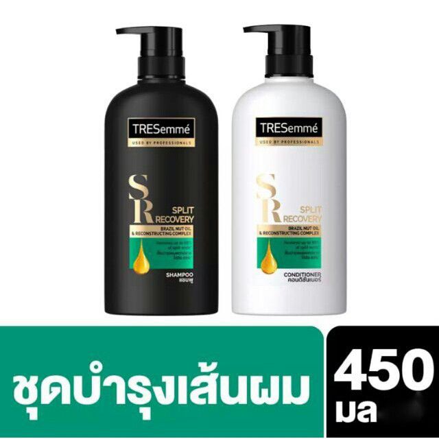 Tresemme Split Recovery Shampoo &amp; Shampoo ( สีเขียว )