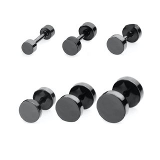 ต่างหู ตุ้มหู จิว ต่างหูผู้ชาย Black Gothic Barbell Earring Fashion Round Plain Men Stud Earring Jewelry - 1 ข้าง