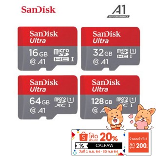 Sandisk Ultra Micro SD Card SDXC Class10 A1 แมมโมรี่การ์ด ความจุ 16/32/64/128/200/256/400 GB สินค้าใหม่ของแท้ประกันศูนย์