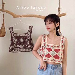 🌿AMBELLA 🌿เสื้อครอปกล้าม งานโบฮีเมียน ทรงครอปครึ่งตัว ใส่คู่กับกางเกง งานใส่สบายมี2สี เสื้อครอป เสื้อไปเที่ยวเสื้อผ้า