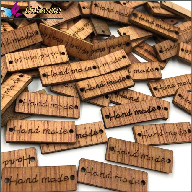 UI 50Pcs rectangle Hand made Wood Button Sewing Decoration Buttons ...