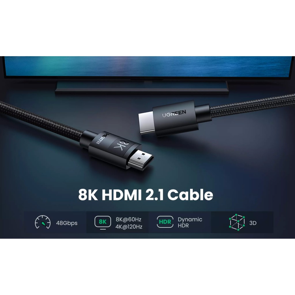 Ugreen HDMI 2.1 Cable Ultra High-speed 8K/60Hz 4K/120Hz รูปที่ 3