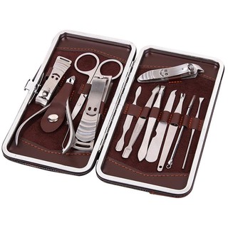 ชุดอุปกรณ์ตกแต่งเล็บ 12 ชิ้น 12 in 1 Stainless Steel Manicure Set (สีเงิน)