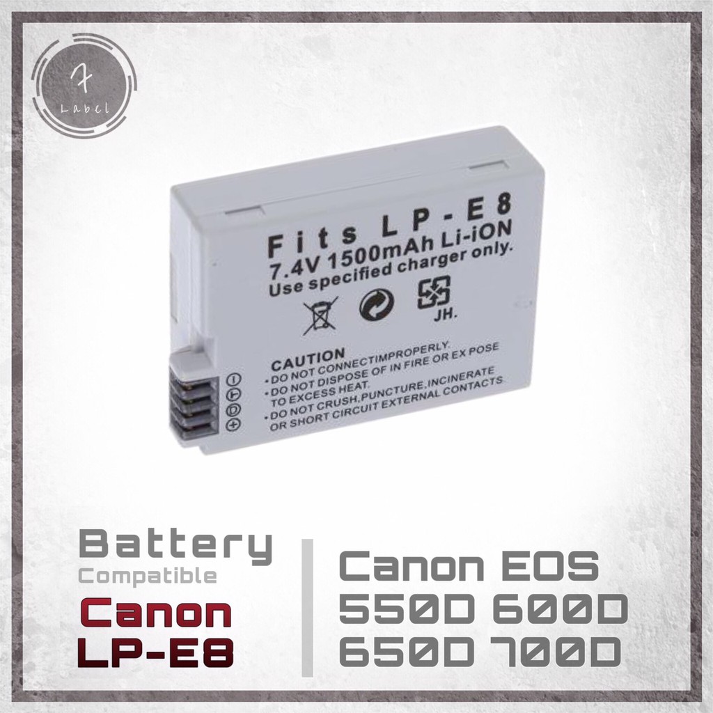 แบตกล้อง Canon LP-E8 + แท่นชาร์จ(แถมถุงผ้า) สำหรับกล้อง Canon EOS 550D 600D 650D 700D