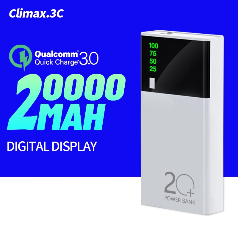 20000mAH Powerbank พลังงานสำรอง Three USB 2.1A Fast Charging ชาร์จเร็ว LED Digital Display Portable Mini Powerbank