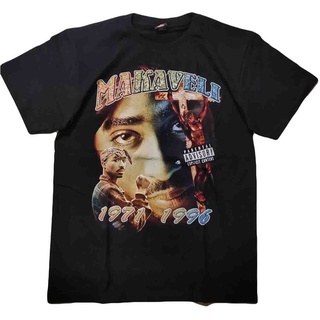 คอตต้อนคอกลม✣เสื้อวง 2Pac Makaveli Hip Hop เสื้อยืดวง 2Pac Tupac RapperS-5XL