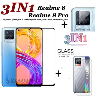 （3in1）OPPO Realme 8 7 7i 5 6 Pro / Realme 6Pro ฟิล์มกระจกนิรภัย + ฟิล์มกันรอย +ฟิล์มป้องกันเลนส์ สำหรับ