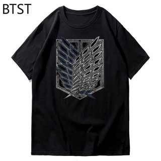 คอลูกเรือเสื้อยืด ทรงหลวม พิมพ์ลาย Attack On Titan Season 2 Distressed Scout SymbolS-5XL