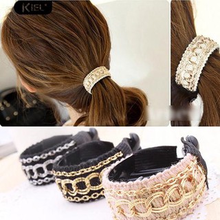 ※แฟชั่นโซ่ผ้าคลิปผม Barrette หางม้า Buckle