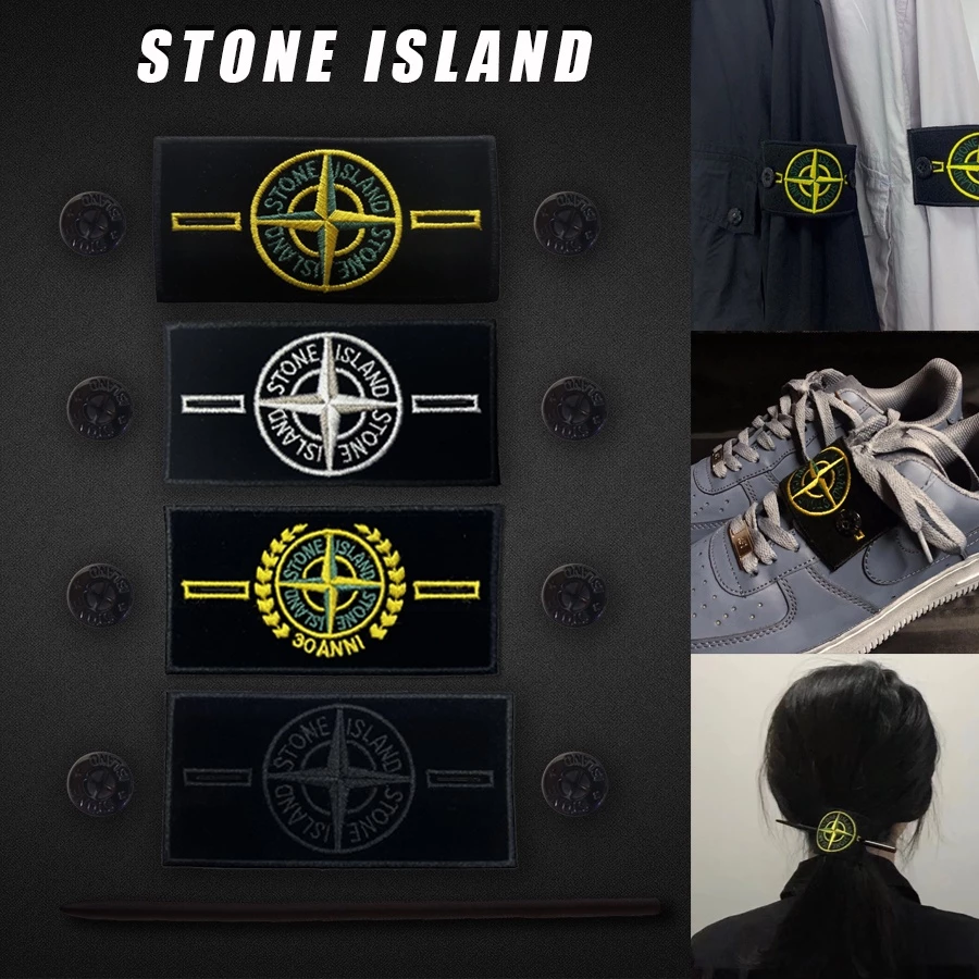 STONE ISLAND เกาะหินเย็บปักถักร้อยสติ๊กเกอร์ปลอกแขนตราผีเสื้อผ้ารองเท้าตกแต่งขุดหลุม