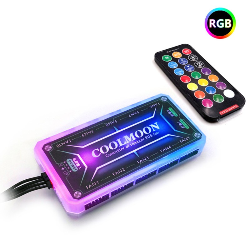 Btsg COOLMOON RGB Fan Music Controller PC Cooling Chassis พัดลมเงียบ Hub เชื่อมต่อ