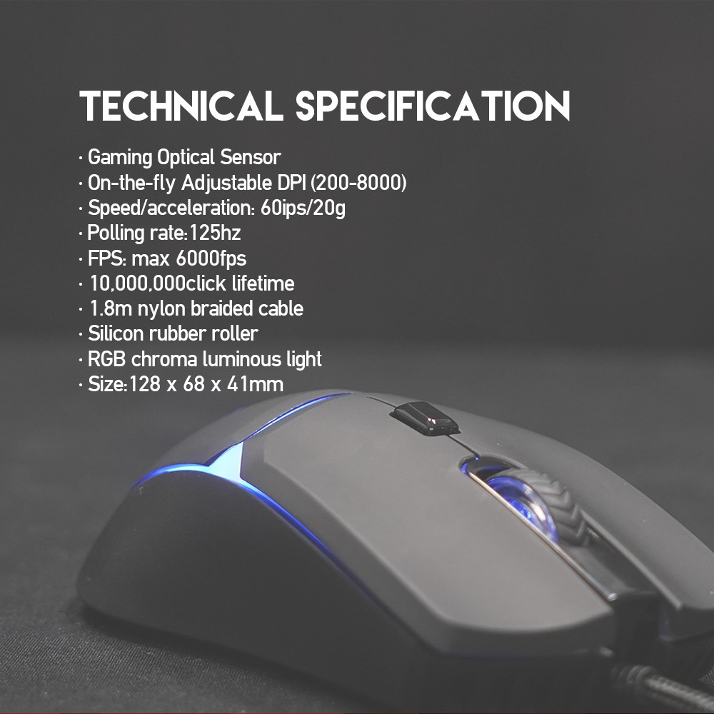 FANTECH VX7 CRYPTO Macro Key Gaming Mouse รุ่น VX7 เมาส์เกมมิ่ง แฟนเทค ความแม่นยำปรับพร้อม feet mouse