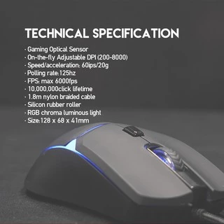 FANTECH VX7 Gaming Mouse รุ่น VX7 เมาส์เกมมิ่ง แฟนเทค ความแม่นยำปรับพร้อม feet mouse DPI 200-8000