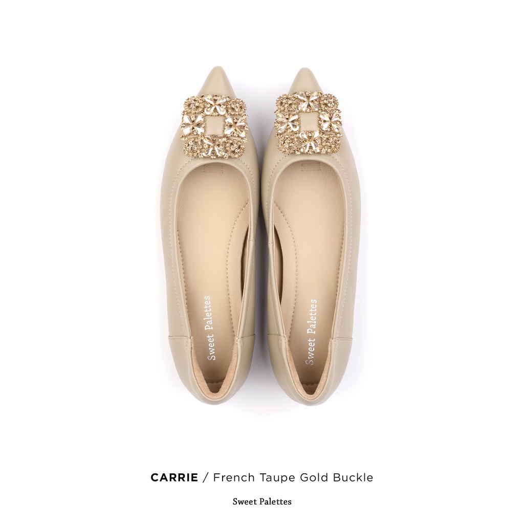 Sweet Palettes รองเท้าหนังแกะ Carrie French Taupe Gold Buckle